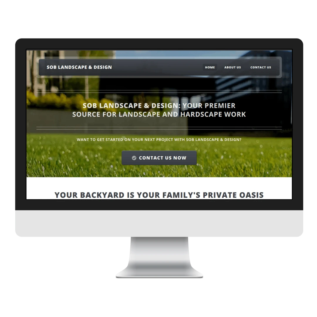 Desktop mockup of the SOB Landscape & Design Website created by The John Wheeler Dev Agency